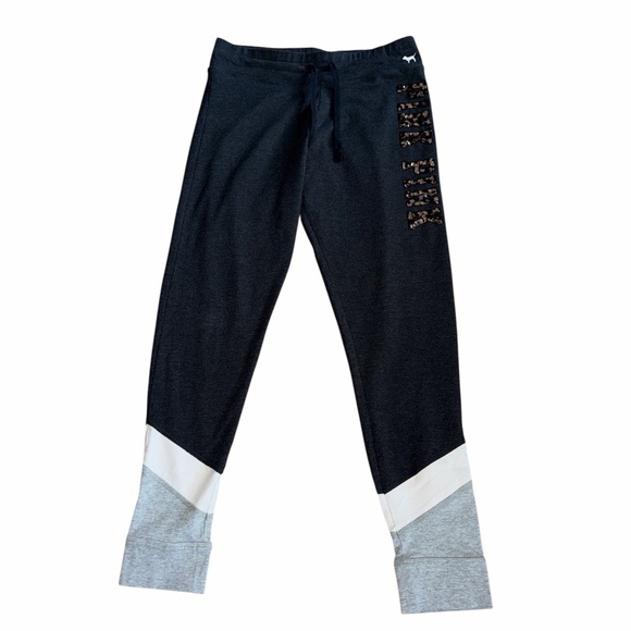 PINK Victoria’s Secret Charcoal Grey Bling Legging Joggers - Picture 2 of 4